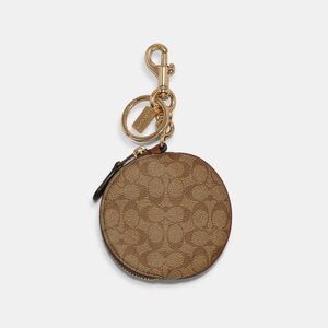 Coach Circular Coin Pouch Bag Charm in Signature Canvas